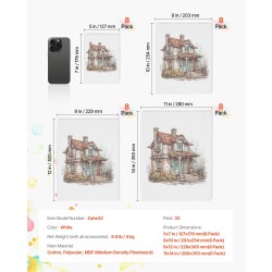 Maalauspohjat 32 kpl valkoiset puuvilla ja polyesteri sekä keskitiheä kuitulevy neljä kokoa