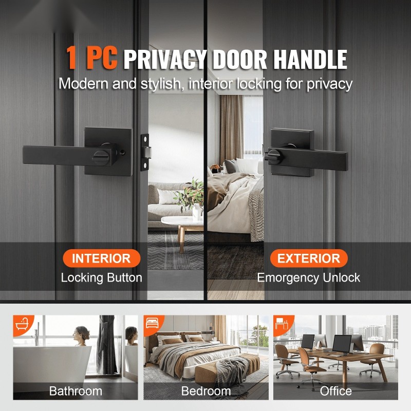 Ovenpainike mattamusta sinkkiseos 10 kpl yksityisyyssalvalla 35–45 mm oviin