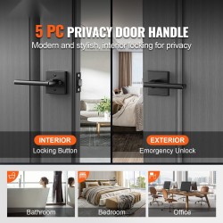 Ovenkahvasarja sinkkiseosta mattamusta 5 kappaletta yksityisyyspainikkeella sisäoviin 45 asteen kääntyvä