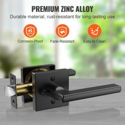 Ovenkahvasarja sinkkiseosta mattamusta 5 kappaletta yksityisyyspainikkeella sisäoviin 45 asteen kääntyvä