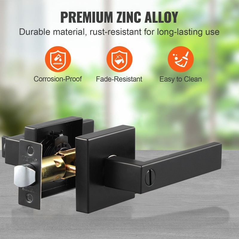 Ovenkahva mattamusta sinkkiseos yksityisyyden lukitus 35–45 mm sisäoviin 1 kpl