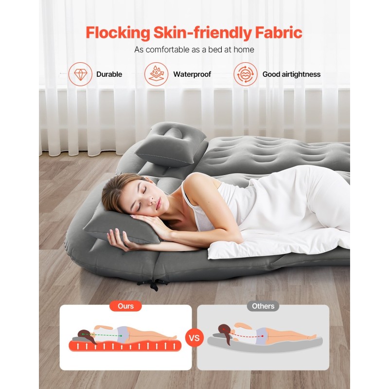 Auton ilmapatja nukkapintainen PVC-materiaali 1750x1330x150 mm 6 ilmakammiota