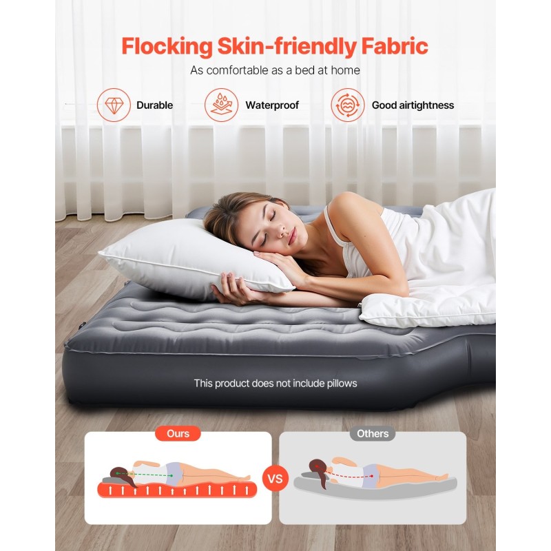 Auton ilmapatja Oxford-pintakangas PVC kaksi ilmakammiota harmaa 1950x1235x145 mm