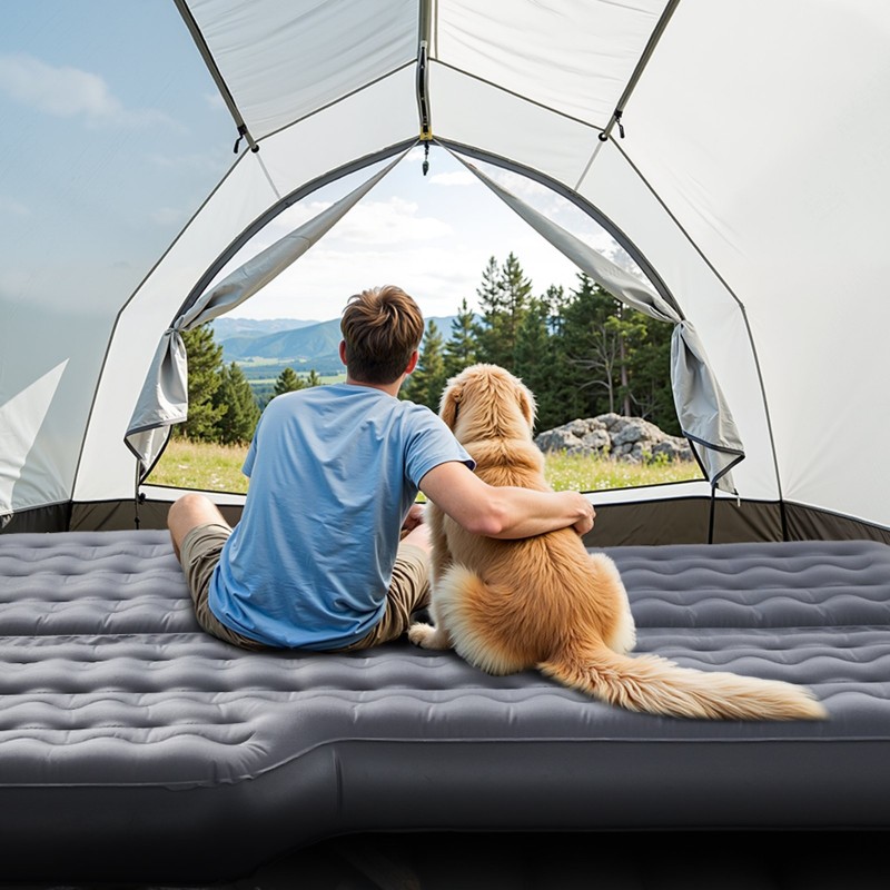 Auton ilmapatja Oxford-pintakangas PVC kaksi ilmakammiota harmaa 1950x1235x145 mm