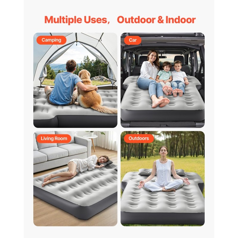 Auton ilmapatja takakonttiin PVC nukkapintainen sisäänrakenteinen pumppu sopii 4Runnerille ja Wranglerille