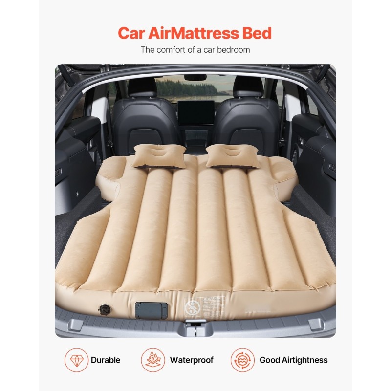 Auton tavaratilan ilmapatja PVC beige sisäänrakennetulla pumpulla Tesla Model Y 2020–2024