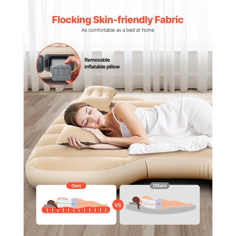 Auton tavaratilan ilmapatja PVC beige sisäänrakennetulla pumpulla Tesla Model Y 2020–2024