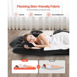 Auton ilmapatja nukkapinnalla PVC 1860x1130x120 mm mukana pumppu ja kaksi tyynyä musta