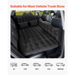 Auton ilmapatja nukkapinnalla PVC 1860x1130x120 mm mukana pumppu ja kaksi tyynyä musta