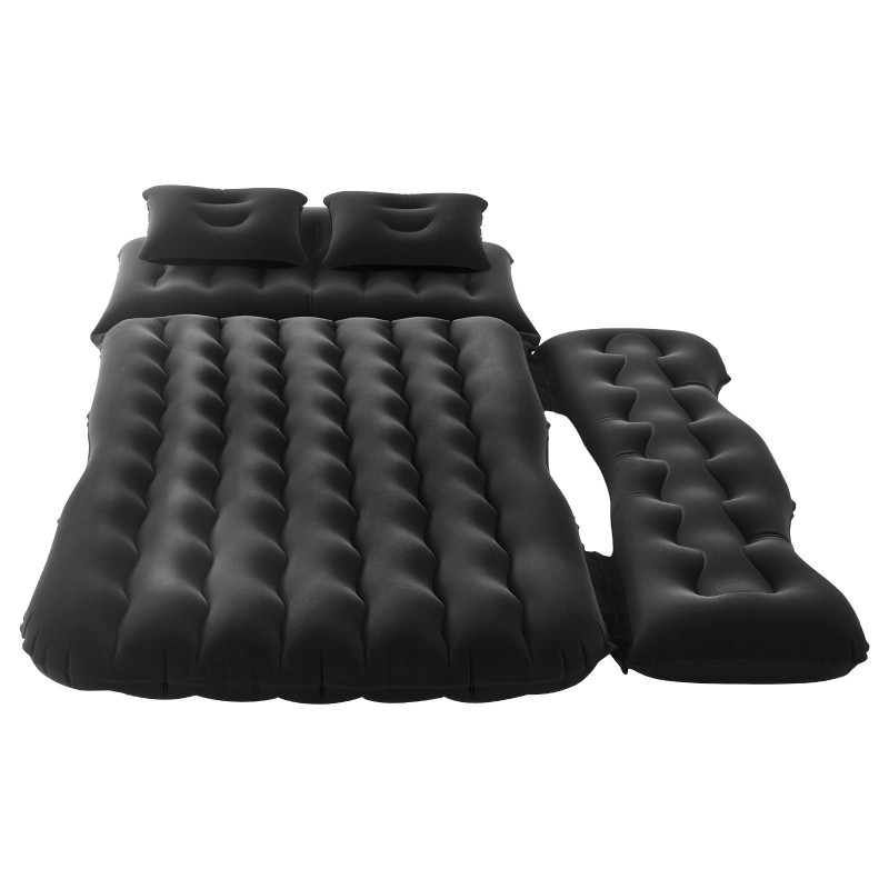 Auton ilmapatja nukkapinnalla PVC 1860x1130x120 mm mukana pumppu ja kaksi tyynyä musta