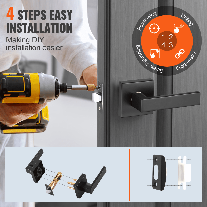 Sisäoven avaimeton kahvasarja sinkkiseos mattamusta 5 kpl 35–45 mm