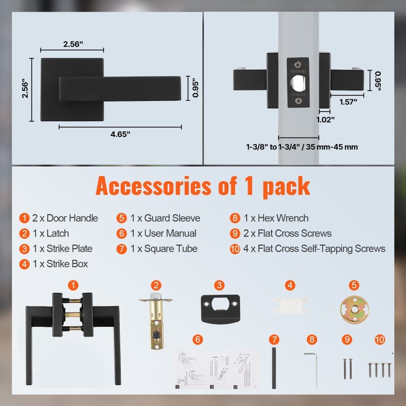 Läpikulkukahva sinkkiseos mattamusta sisäoviin ovipaksuus 35–45 mm telki 60–70 mm 1 kpl