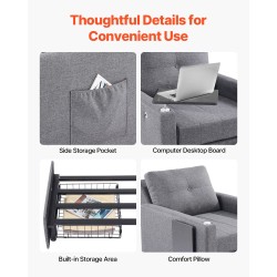 Ulosvedettävä vuodesohva metallirunkoinen pellavaverhoilu harmaa kaksisataakolmekymmentäkaksi senttimetriä avattuna