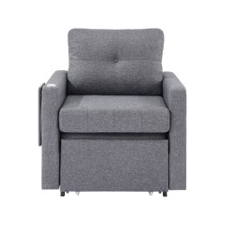 Ulosvedettävä vuodesohva metallirunkoinen pellavaverhoilu harmaa kaksisataakolmekymmentäkaksi senttimetriä avattuna