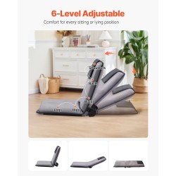 Taitettava lattiatyyny selkänojalla teräsrunko vaahtomuovipehmuste 6 asentoa harmaa