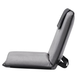 Taitettava lattiatyyny selkänojalla teräsrunko vaahtomuovipehmuste 6 asentoa harmaa