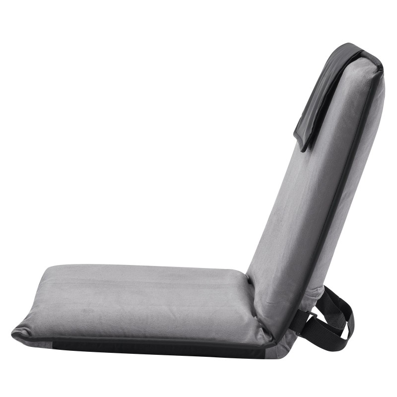 Taitettava lattiatyyny selkänojalla teräsrunko vaahtomuovipehmuste 6 asentoa harmaa