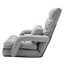 Taitettava lattiatason nojatuoli vaahtomuovitäytteellä teräsrunko harmaa säädettävä selkänoja 5 asentoa