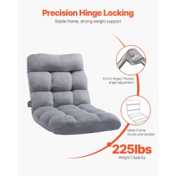 Lattianojatuoli 14-portainen selkänoja korkeatiheyksinen kierrätetty vaahtopehmuste teräsrunko harmaa