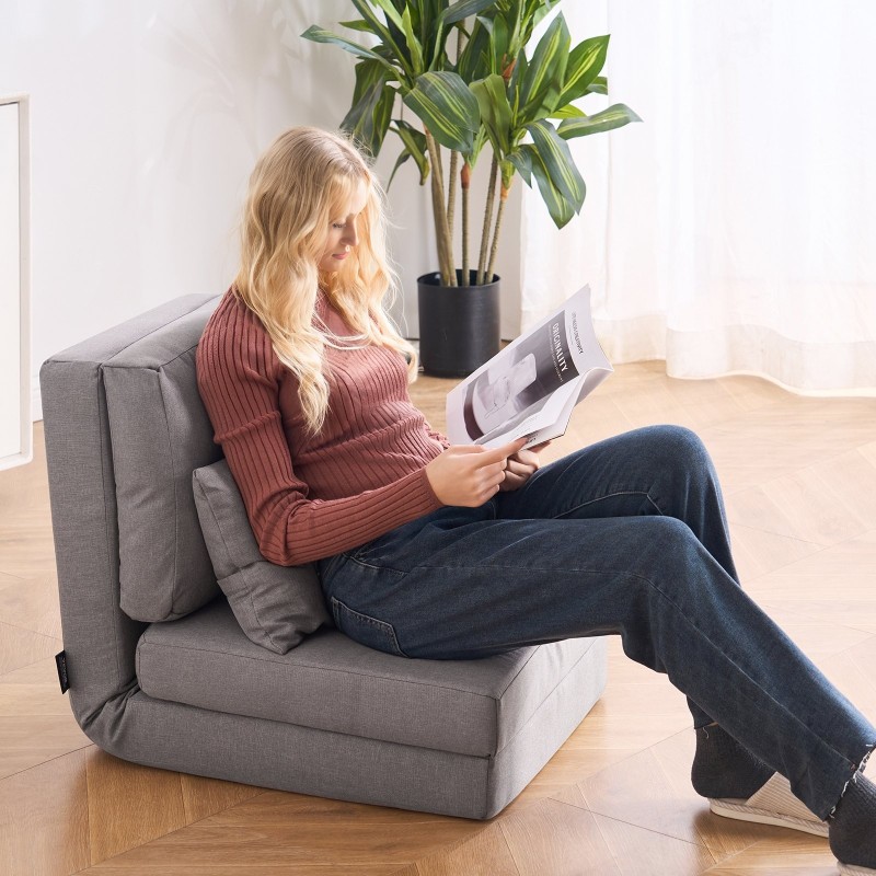 Lattiatason nojatuoli 5-portainen säädettävä selkänoja metallirunko harmaa