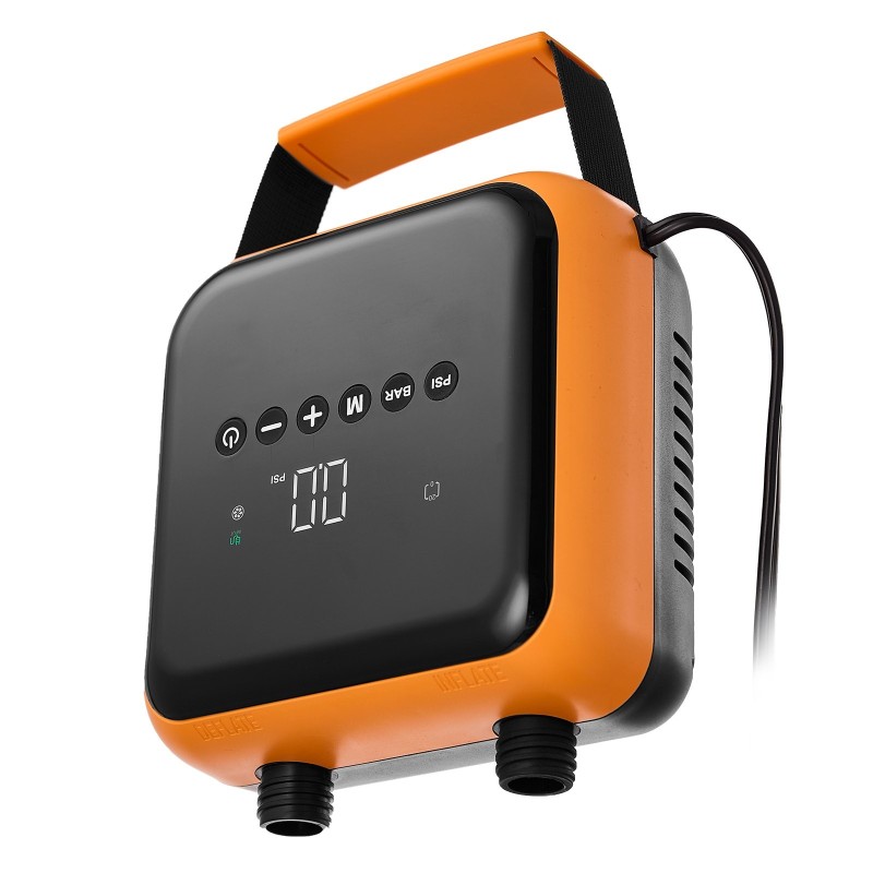 Sähköpumppu SUP-laudoille 12 voltin 6 esiasetusta kompaktilla kantorepulla