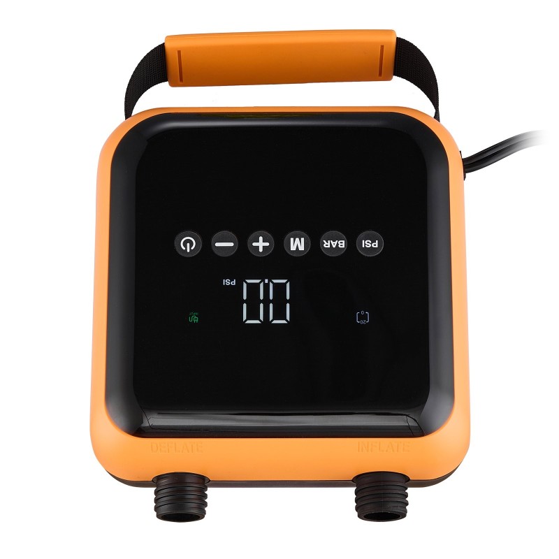 Sähköpumppu SUP-laudoille 12 voltin 6 esiasetusta kompaktilla kantorepulla