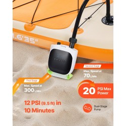 Langaton SUP-ilmapumppu 4000 mAh akulla 20 PSI 7 suutinta