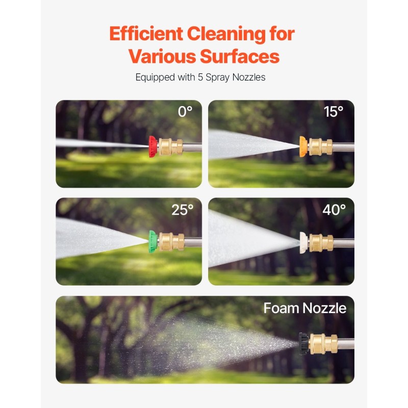 Teleskooppinen alumiinivarsi painepesuriin 5,44 m 5 suuttimella