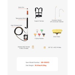 Teleskooppinen alumiinivarsi painepesuriin 5,44 m 5 suuttimella