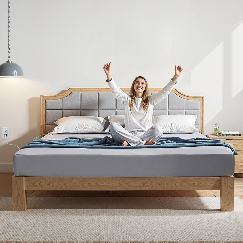 Maadoituslakana puuvillaa ja hopeakuitua suuri parivuode harmaa