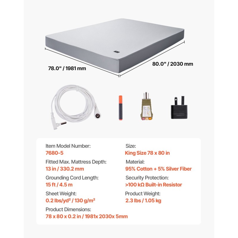 Maadoitettava aluslakana kingkoko 95% puuvillaa 5% hopeakuitua harmaa