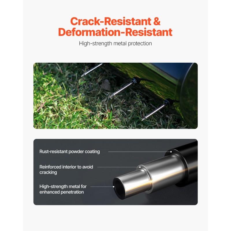 Rullaava nurmikon ilmastin 18 tuuman työleveys 27 rautapiikkiä 131 cm kahva metalli