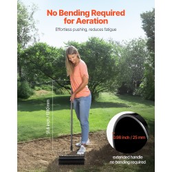 Rullaava nurmikon ilmastin 18 tuuman työleveys 27 rautapiikkiä 131 cm kahva metalli