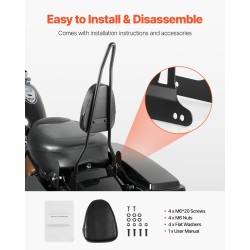 Moottoripyörän matkustajan selkänoja irrotettava vesitiivis keinonahka 730 mm Harley-Davidson Dana yhteensopiva