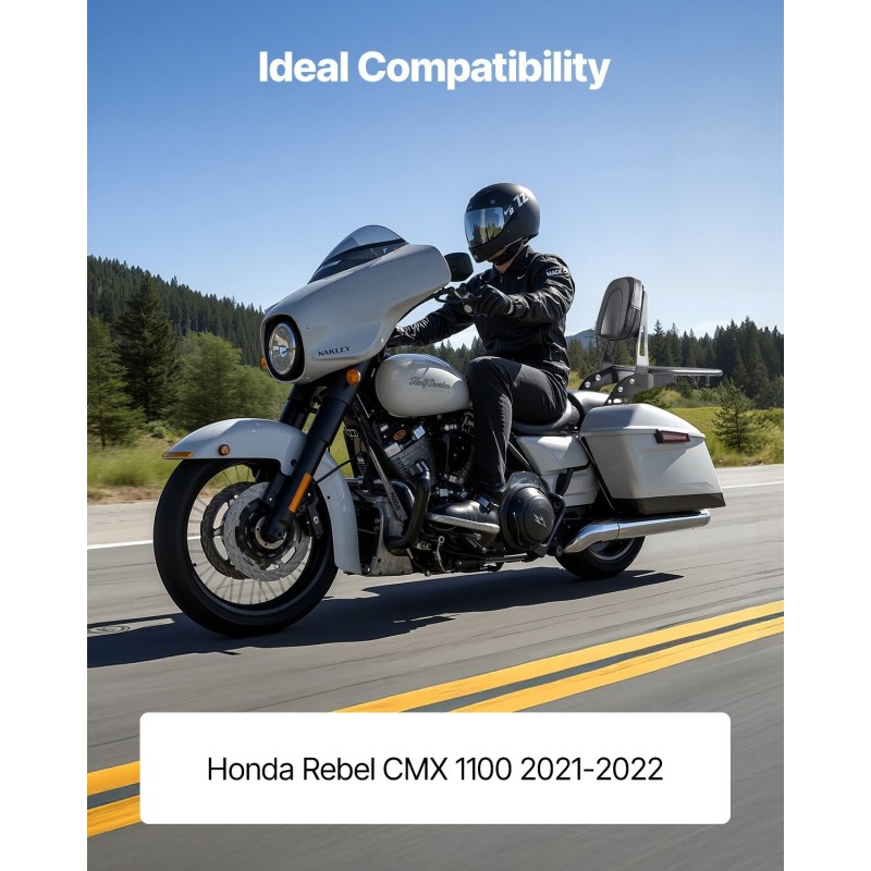 Moottoripyörän irrotettava selkänoja ja tavarateline yhteensopiva Honda Rebel CMX 1100
