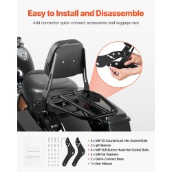 Moottoripyörän irrotettava selkänoja ja tavarateline yhteensopiva Honda Rebel CMX 1100