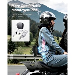 Moottoripyörän irrotettava selkänoja ja tavarateline ruostumattomalla rungolla vedenpitävällä nahalla Touring-malleihin