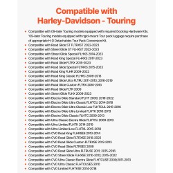 Moottoripyörän irrotettava selkänoja ja tavarateline ruostumattomalla rungolla vedenpitävällä nahalla Touring-malleihin