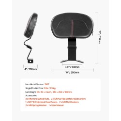 Moottoripyörän irrotettava selkänoja 310 mm musta keinonahka Harley-Davidson Touring