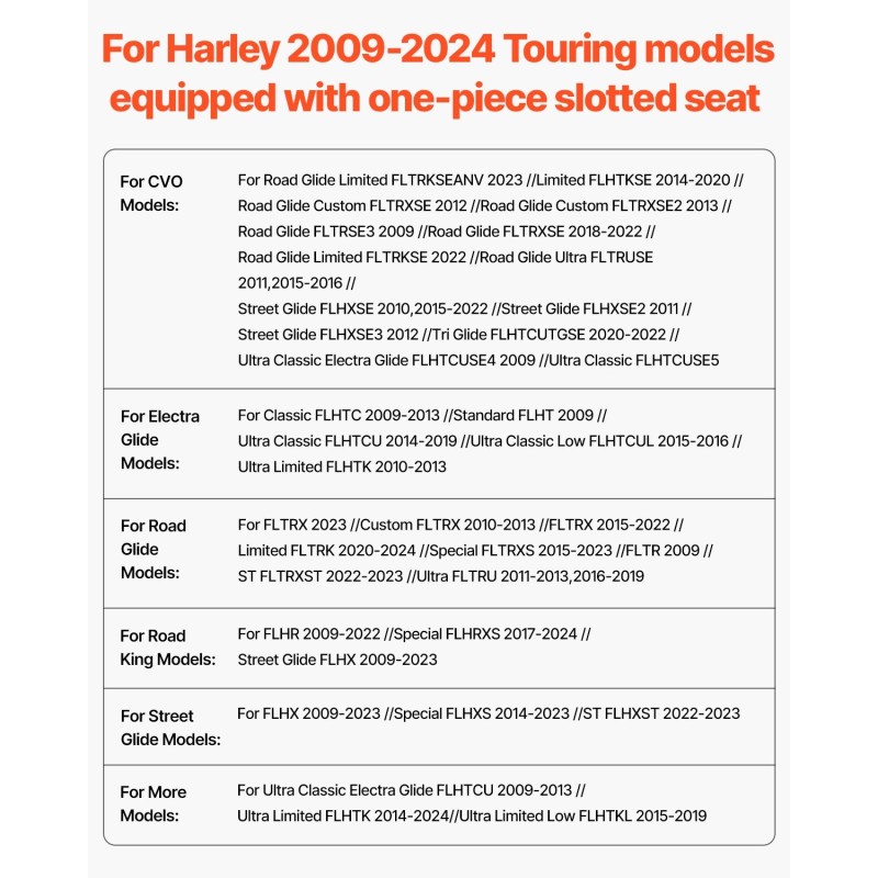 Moottoripyörän selkätuki irrotettava vettä hylkivä nahka ja ruostumaton runko Harley Touring 2009–2024