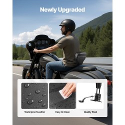 Moottoripyörän selkätuki irrotettava vettä hylkivä nahka ja ruostumaton runko Harley Touring 2009–2024