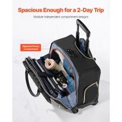 Rullattava tietokonelaukku 17,3-tuumaiselle kannettavalle 4 pyörää vedenpitävällä pinnoitteella 1680D Oxford-kangas musta-kulta