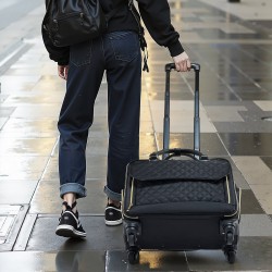 Rullattava tietokonelaukku 17,3-tuumaiselle kannettavalle 4 pyörää vedenpitävällä pinnoitteella 1680D Oxford-kangas musta-kulta