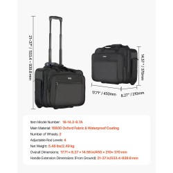 Tietokonelaukku Oxford-kankaasta pyörillä ja säädettävällä vetokahvalla enintään 17,3 tuuman kannettavalle