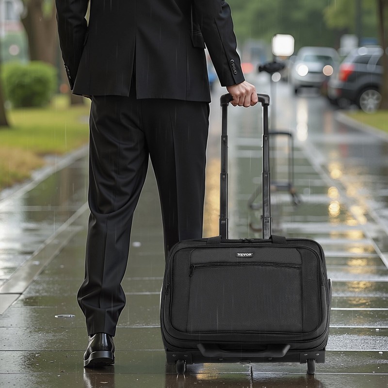 Tietokonelaukku Oxford-kankaasta pyörillä ja säädettävällä vetokahvalla enintään 17,3 tuuman kannettavalle