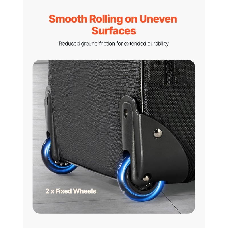 Rullattava tietokonelaukku 15,6 tuuman 1680D-kangas vedenpitävä musta kaksi pyörää