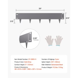 Galvanoitu teräsreunalista 990 mm pituus 127 mm korkeus 5 kpl taipuisa ulkokäyttöön