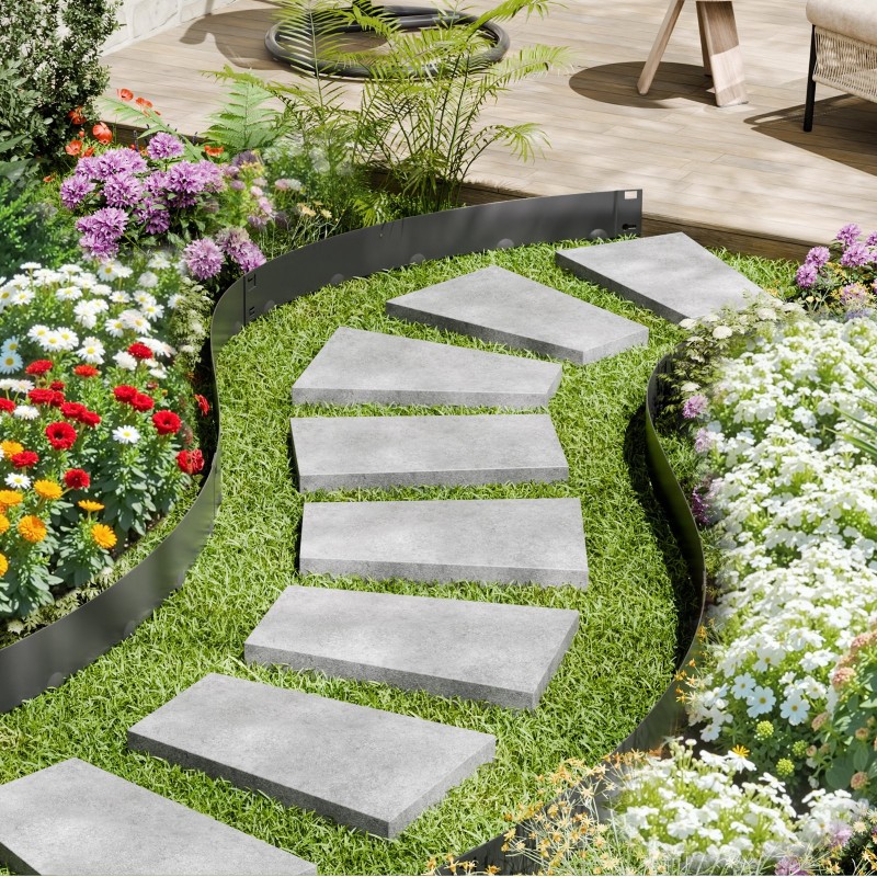 Nurmikon reunussetti sinkitty teräs 5 kpl 990 mm 127 mm musta