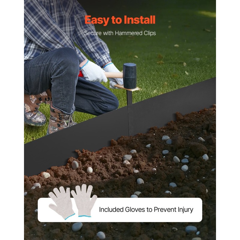 Teräsreunalista galvanoitu 4 kpl 1016×203×1,5 mm musta puutarhaan