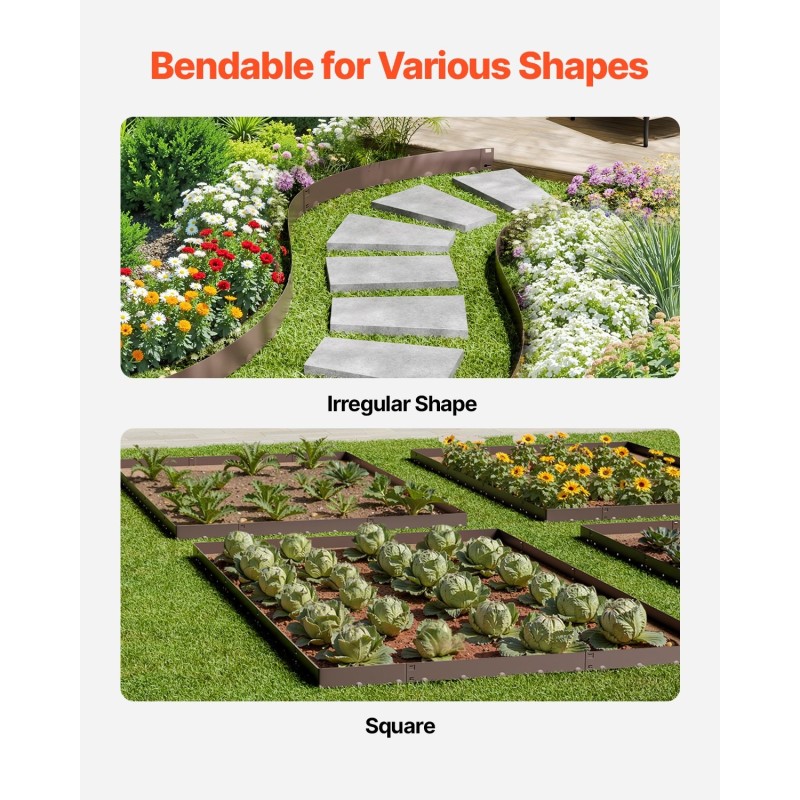 Galvanoitu teräsreunusnauha nurmikon rajaamiseen 990 mm 5 osaa ruskea